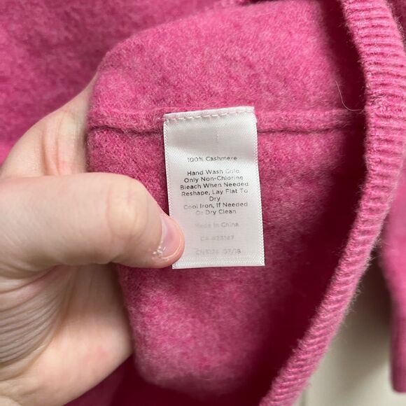 Talbots Pure Cashmere Pink Long Sleeve Sweater w/ Buttoned Sleeves SZ M Petite - Picture 4 of 5